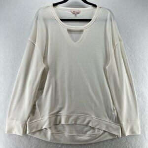 Juicy Couture Sweatshirt Sz L Terry Keyhole Neck Long Sleeve Pullover Off White